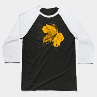 Golden Maple Leaf Pattern on Black Background Baseball T-Shirt